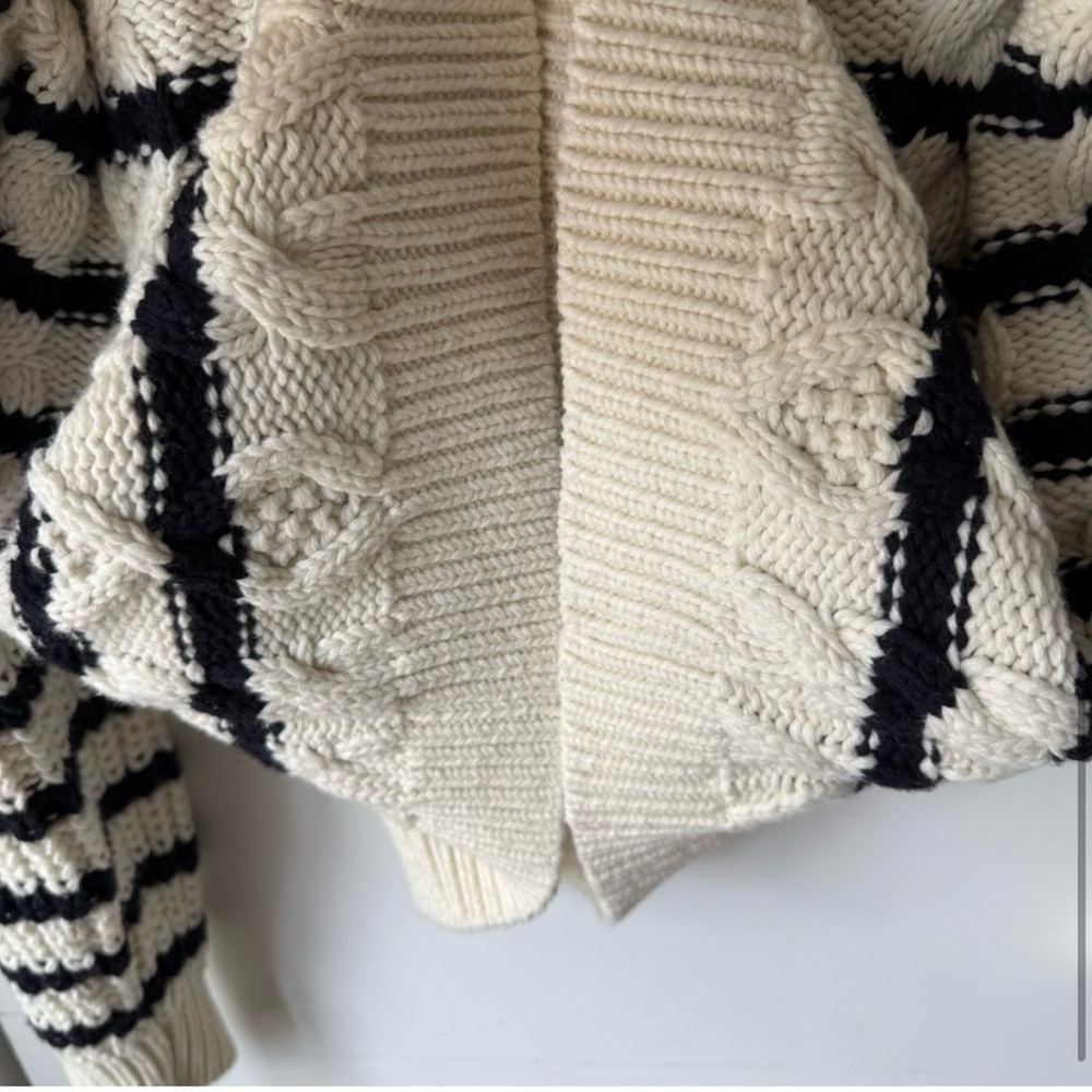 Sezane Sean Cardigan Ecru / Navy - Size XS - Picture 8 of 9